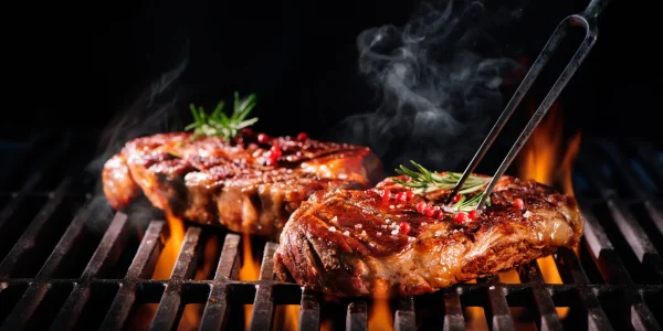 Beef,Steaks,On,The,Grill,With,Flames
